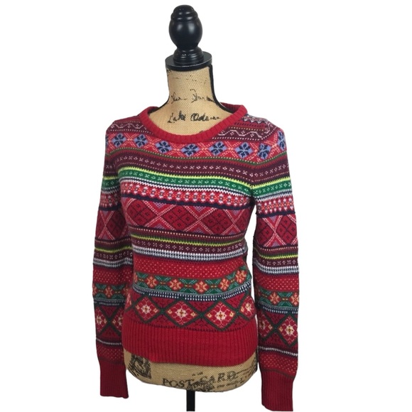 H&M Sweaters - HM Fair Isle Red & Green Sweater